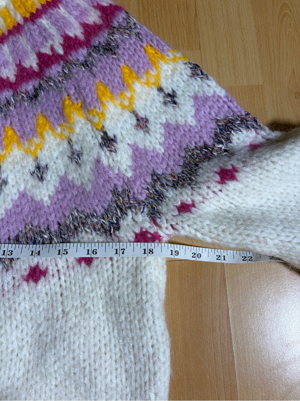 Sezane Constantine Mohair Fair Isle Crewneck Knit Sweater in Ecru Multicolor S - Picture 11 of 13